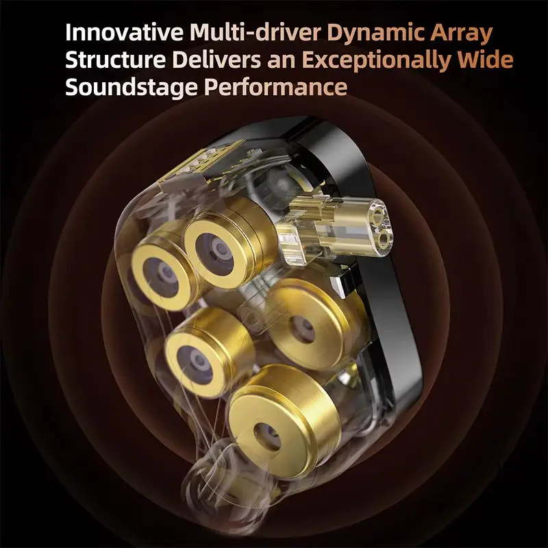KZ Decet Wired Headphones In Ear HiFi 10-Driver Array Dynamic Monitor Earphones 4-gear Electronic Tuning Switch Earbuds Custom 4