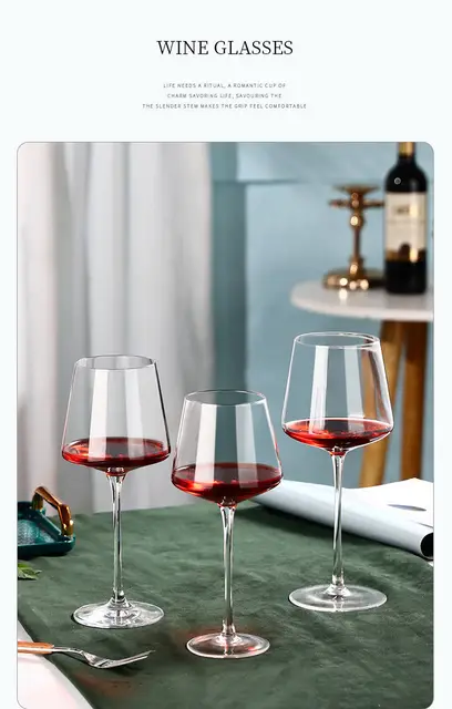 Red Wine glasses Elegant Unique Wine glasses-Concave Base with Long  Stem-Perfect Favorite Burgundy-For Women Christmas New Year' - AliExpress