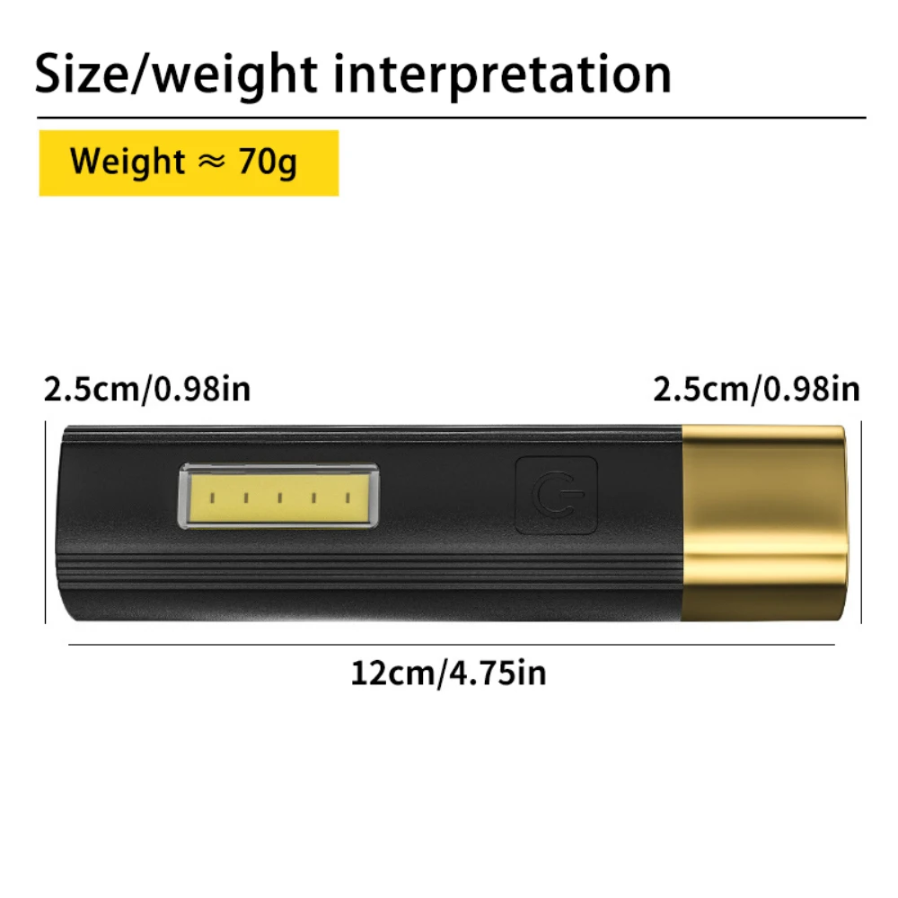 

Electric With Side Light Camping Supplies Bright Flashlight Cob Bright Abs Camping Equipment Mini Flashlight Flashlight