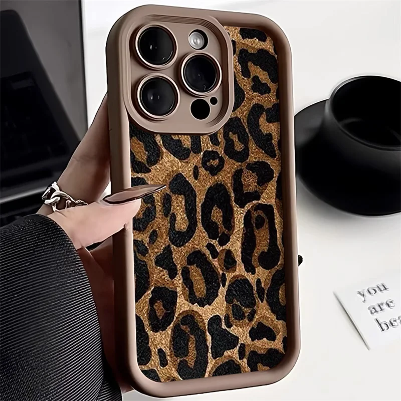 Luxurious Pink Brown Leopard Strawberry Hot Phone Case - Soft Silicone TPU Back Cover