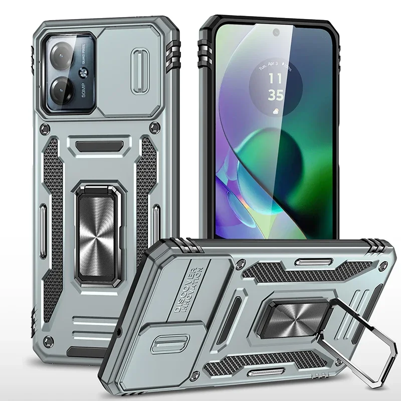 Ultimate Armor Shockproof Phone Case with Slide Window and Metal Holder