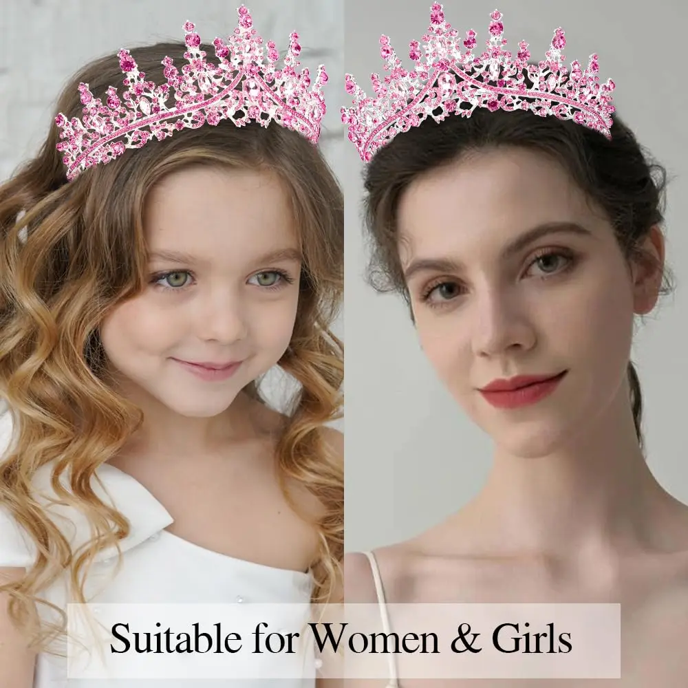 Pink Birthday Queen Sash Tiaras Crowns For Women Girls Crystal Princess Tiara Rhinestone Headbands Quinceanera Happy Birthday jewelry accessories,hair accessory,hair headdress,hair band crown