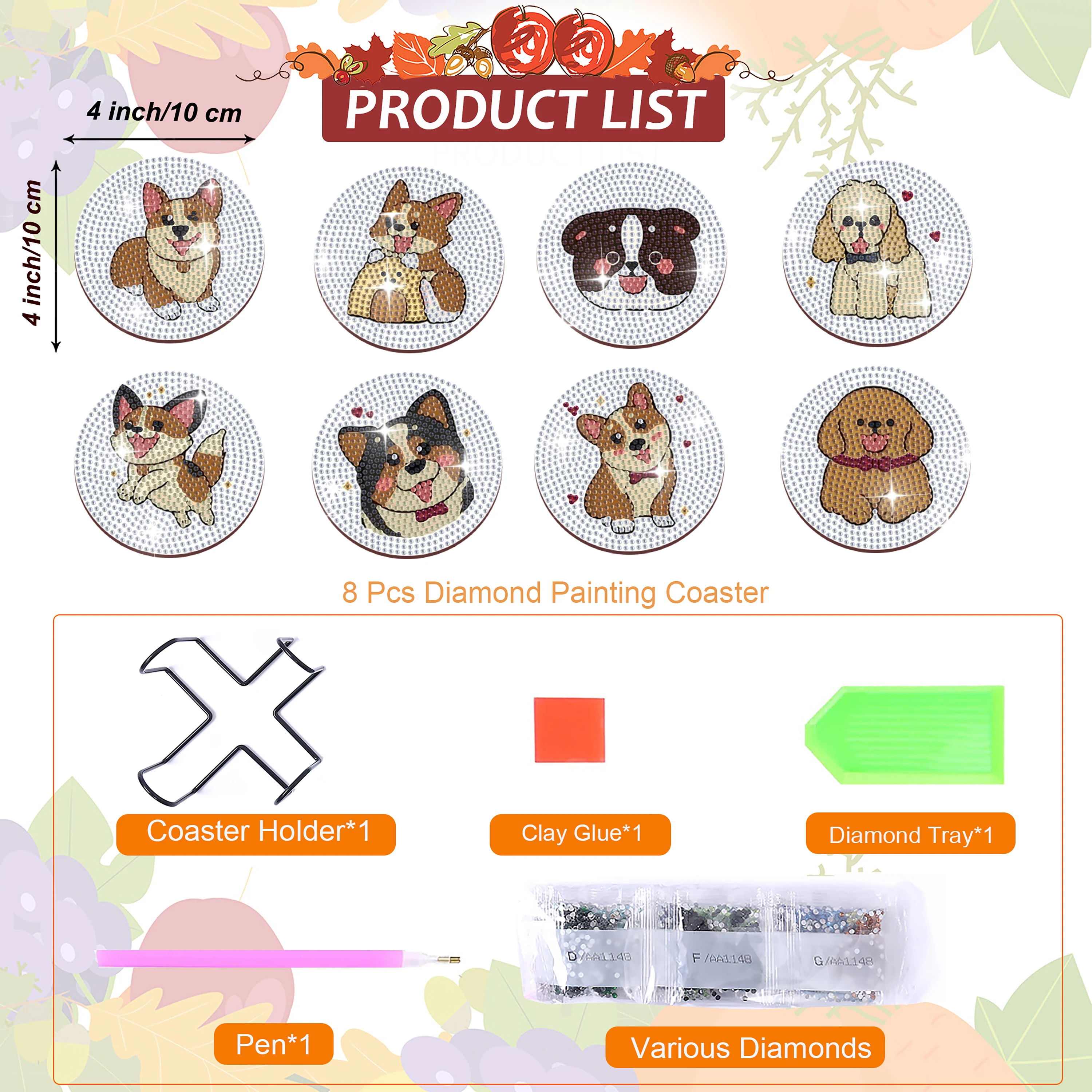 Lot de 6 dessous de verre pour peinture diamant avec support pour chat, dessous-de-verre diamant, peinture diamant, cadeau pour adultes et enfants, débutants, fournitures d'artisanat Lot de 6 dessous de verre pour peinture diamant avec support pour chat, dessous-de-verre diamant, peinture diamant, cadeau pour adultes et enfants, débutants, fournitures d'artisanat