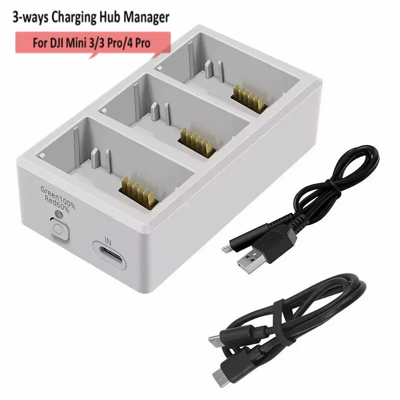 3-Way Battery Charger for DJI Mini 4/Mini 4 pro/Mini 3/Mini3 Pro drone battery charger