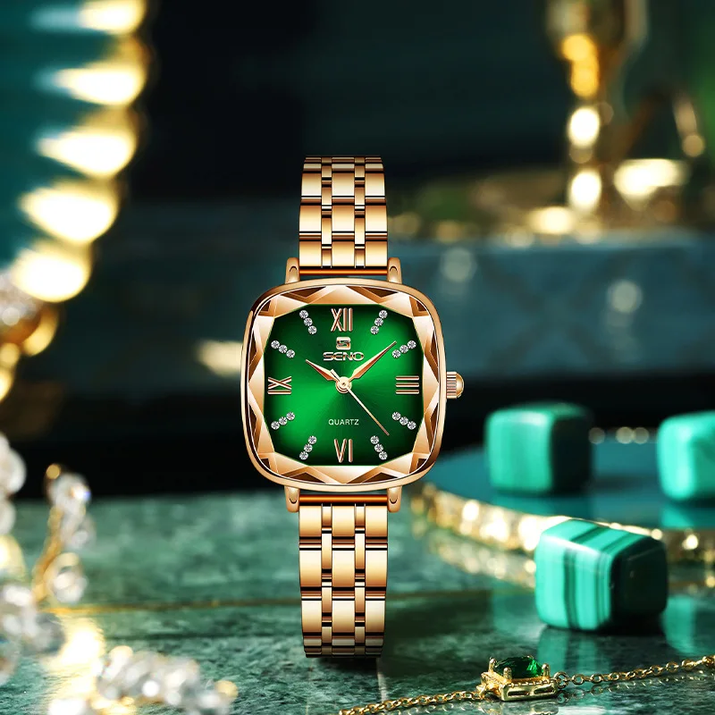 Rose Gold Women Watches 2023 Square Lady Wrist Watch For Female Clock Stainless Steel Women Watch Brand Luxury relogio feminino