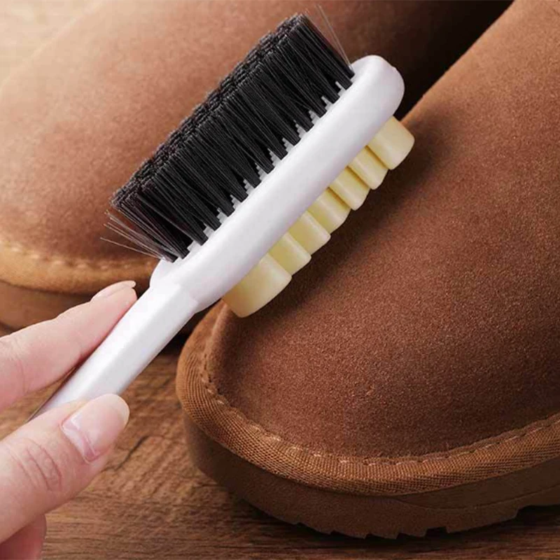 

2 In 1 Shoe Brush Double-sided Rubber Soft Bristle Cleaning Brushes for Suede Nubuck Portable Leather Cleaning Tools Accessories