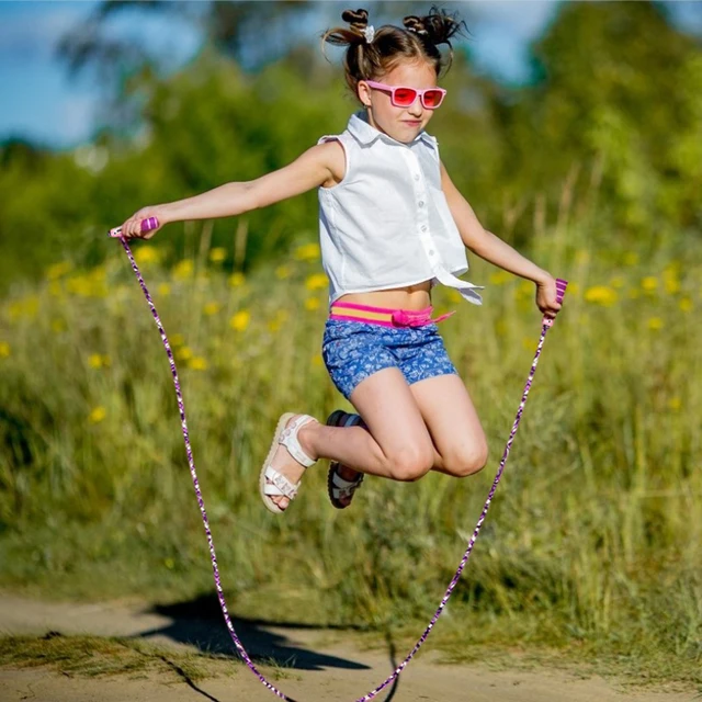 Kids Sports Adjustable Cotton Jump Rope Fitness Lovely Cartoon Skipping Rope with Natural Wooden Handles Fillet Design Anti Slip 3