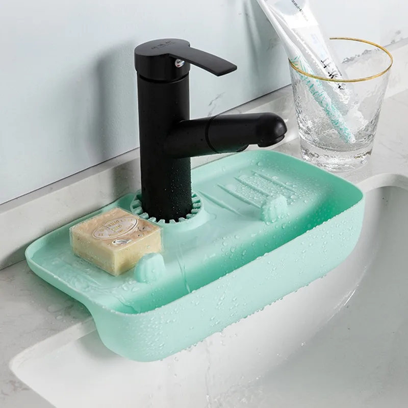 Kitchen Silicone Faucet Mat Sink Sponge Storage Shelf Splash Pad Drain Pad Countertop Storage Tray Bathroom Kitchen Accessories kitchen sink pad kitchen faucet pad