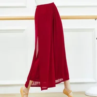 Femmes Modern Dance Pants Mesh Nylon Loose Wide Leg Pantalons de danse Chinois Classique Danse Quotidien Dames Yoga Pantalon 3