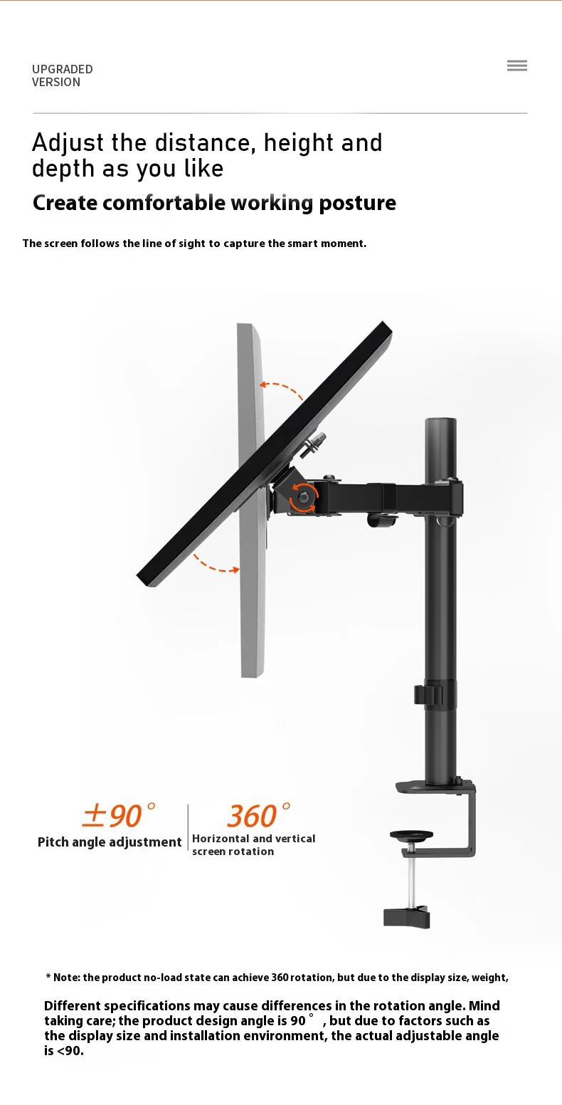 Laptop Desktop Dual Arm Computer Monitor Halterung 360° ° Drehbare höhenverstellbare Monitore unterstützen Halterungsständer für 10'' - 30'' – Detail 8