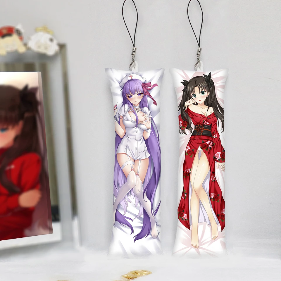 

Fate Matou Sakura Tohsaka Rin Key Chain Mini Dakimakura Pendant Saber Cute Small Body Pillow Bag Pendants Game Keychain