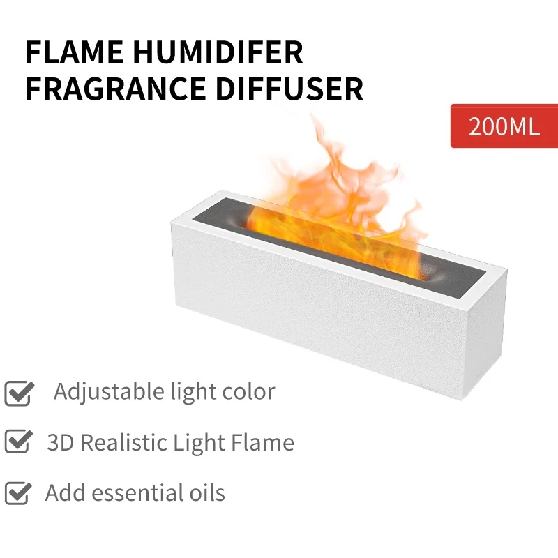 

Simulated Flame Essential Oils Diffuser Luxury 200ml Aromatherapy Humidifiers Diffusers Night Light Air Humidifier Fragrance