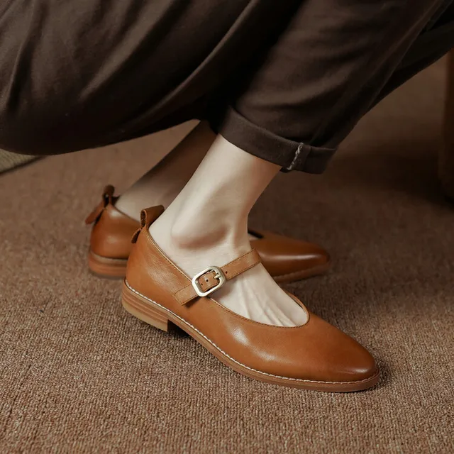 NEW Spring/Fall Brown Mary Jane Shoes Women Round Toe Chunky
