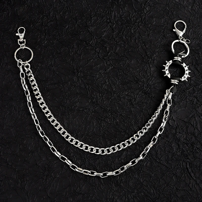 Punk Taille Kette Gürtel Silber Hose Kette für Frauen Mädchen Männer Jeans Gürtel Kette für Hose coole Metall kette Stoff Zubehör – Detail 7