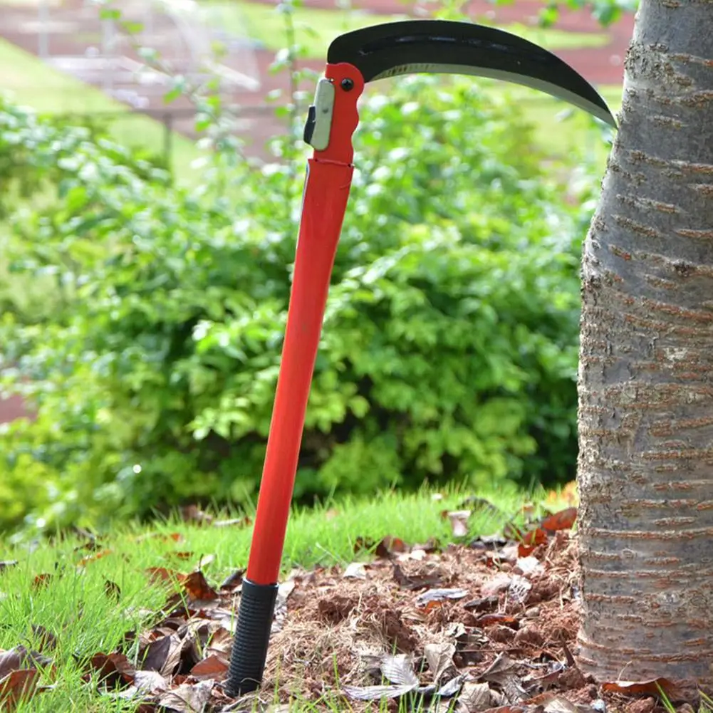 Agrícola Long Handle Folding Sickle, Corte, Trigo Weeding Mower, Foice, Jardinagem, Jardim de grama, Farm Lawn Tool, F4z0