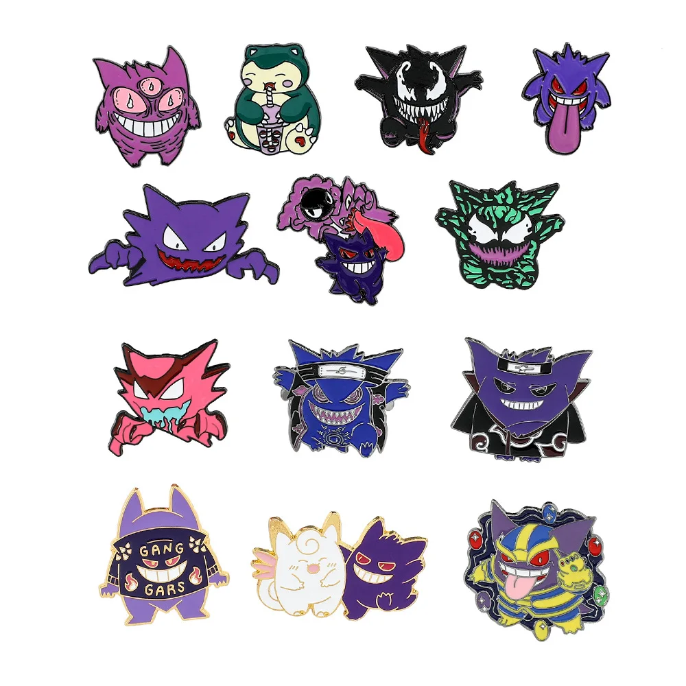 

Anime Pokemon Enamel Pins for Backpacks Cute Pikachu Gengar Snorlax Charmander Brooches Metal Enamel Badges Pins Collection Gift