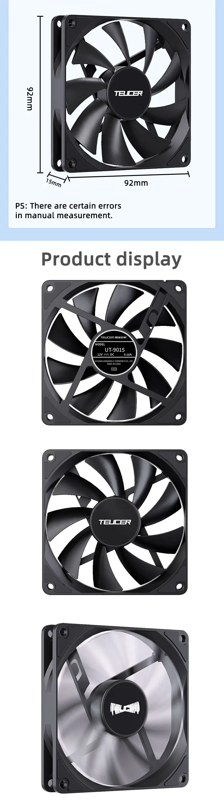 UT-9015 92mm 12V 4Pin PWM 1000-2700RPM Ultra-thin Fan for ATX Cases and CPU Cool