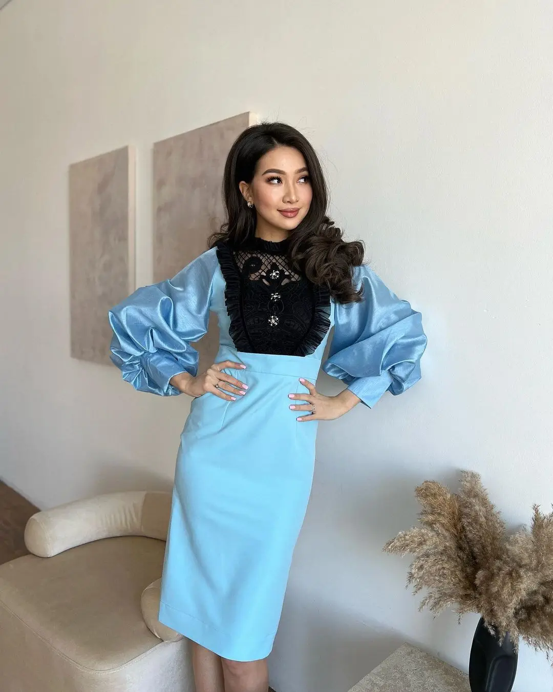 

Elegant Party Dresses For Women Puff Sleeves Mermaid Prom Dresses Ruffle Beads Vestidos De Graduación Robes De