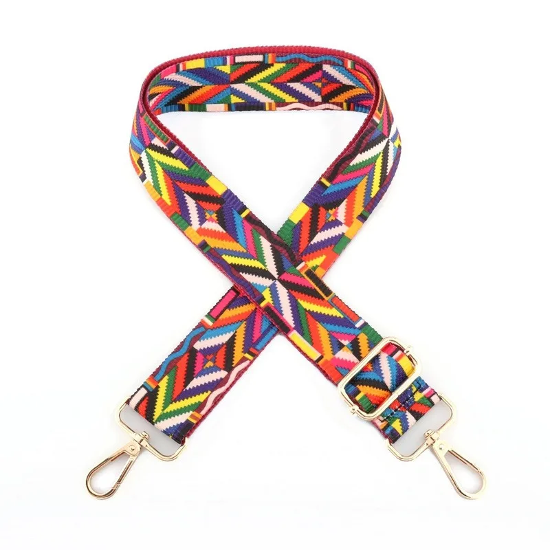 New Ethnic Style Colorful Women's Bag Pattern Long Shoulder Strap Single Shoulder Crossbody Wide Shoulder Strap Adjustable