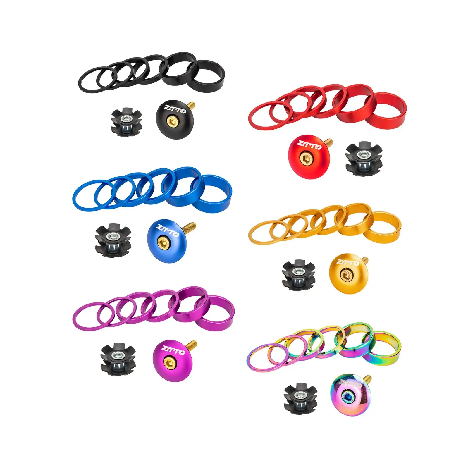 Bicycle Headset Bike Headset Tools Aluminum Alloy Sturdy Durable Bike Fork Washer Set Road Headset Spacers Biking Accessories