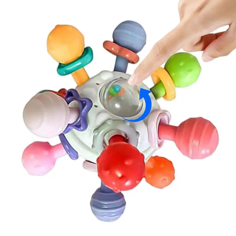 

Ball Rattle And Sensory Teether Toy Rattle Teether Chew Toy Silicone Sensory Teething Ball Toys Colorful Educational Grasping