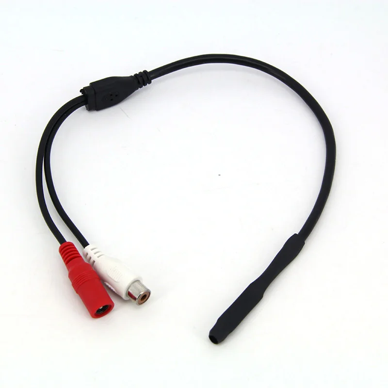 Microphone Sound Monitor DC 12V Mini Microphone Pickup Sound Monitor Audio Pickup RCA Power Cable for Cctv Camera DVR Video Surveillance L19