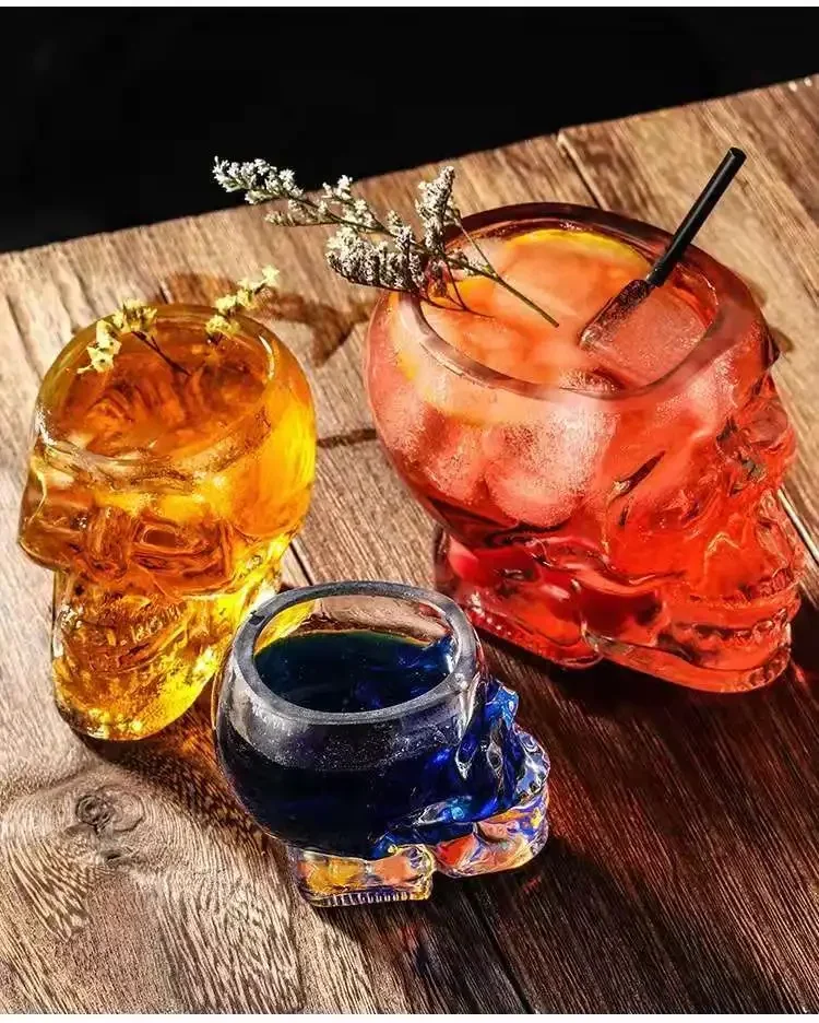 Description Picture 4 of itemHalloween Household Skull Head Glass Teacup Transparent Crystal Coffee Juice Mug Drinking Bar Club Whiskey Wine Beer Cup