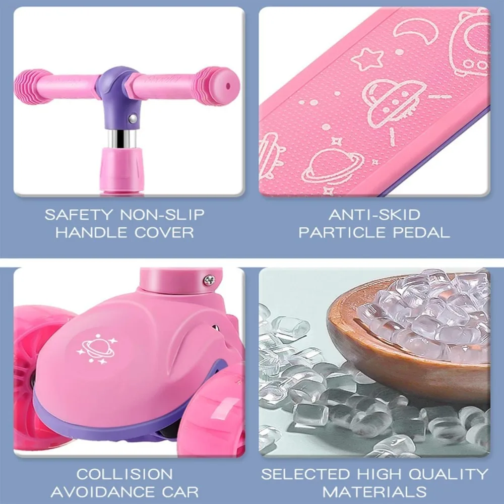 Monopattini 2 in 1 Monopattino a 3 ruote per bambini per ragazzi e ragazze Altezza e sedile regolabili Ponte antiscivolo Seduta o in piedi con freno - immagine 5