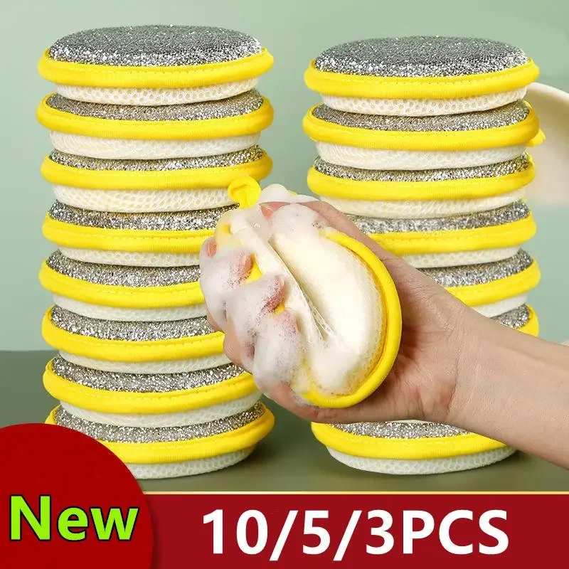 

10/5/3PCS Double Side Dishwashing Sponge Dish Washing Brush Pan Pot Dish Wash Sponges Household Cleaning Reusable Kitchen Tools