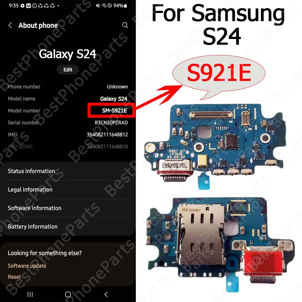 Enhanced Charging Port Board with USB Connector Flex Cable for Samsung Galaxy S24 Series