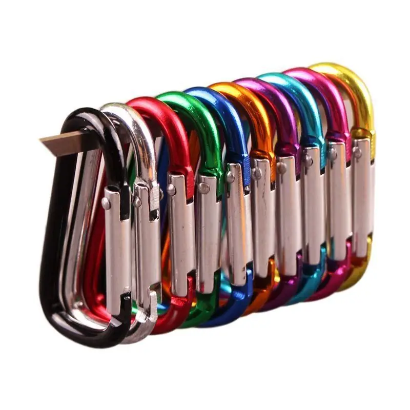 Climbing Carabiner 10Pcs Mini Carabiner Spring Clip Aluminum Alloy D Shape Keychain Snap Hook for Outdoor