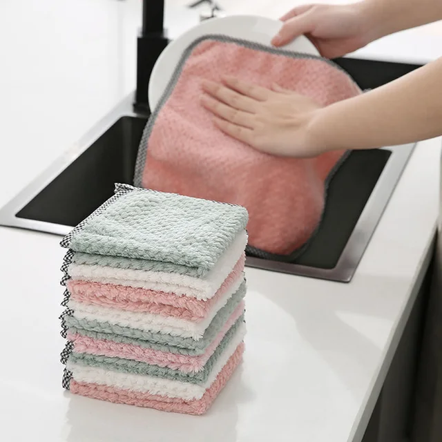 5Db Sűrítse A Konyhai Tisztítószövet Szuper Felszívódó Puha Wisping Rongyok Nem Tapadó Olaj Mosogatószalag Háztartási Súrolópad - Image 4