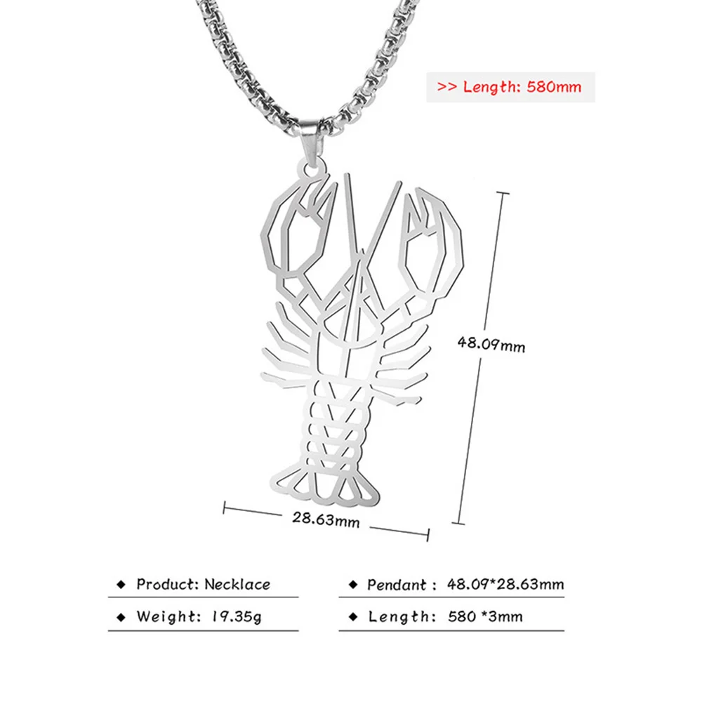 Punk Garnelen Löwe Wolf Anhänger Halskette Edelstahl Tier Halskette trend ige weibliche Geburtstags feier Geschenk Designer Schmuck – Detail 23