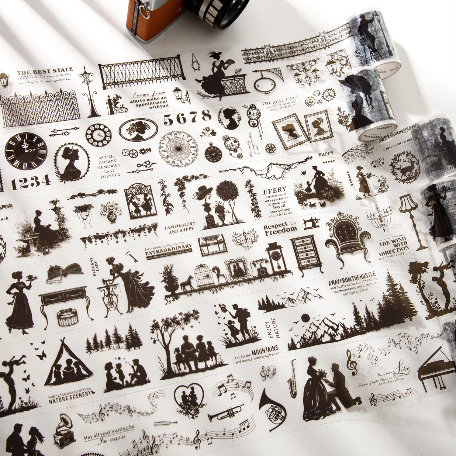 실루엣 팬텀 시리즈 빈티지 캐릭터 그림자 풍경 PET 테이프 창의적인 DIY 저널 재료 콜라주 문구류