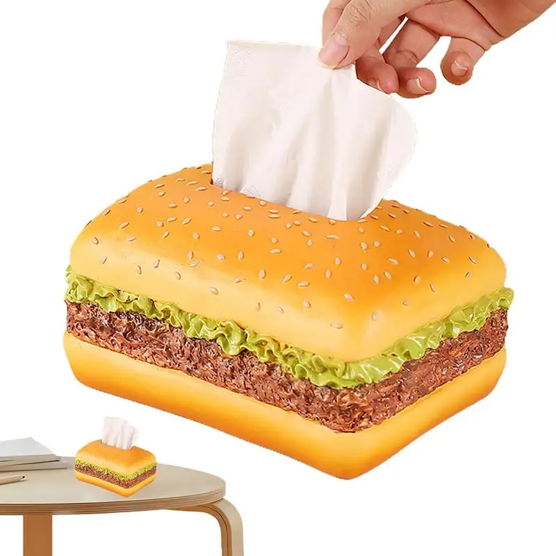 

Resin Tissue Holder Hamburger Shaped Cute Tissue Box Cover Paper Tissues Box Napkin Box Holder Napkin Storage Box