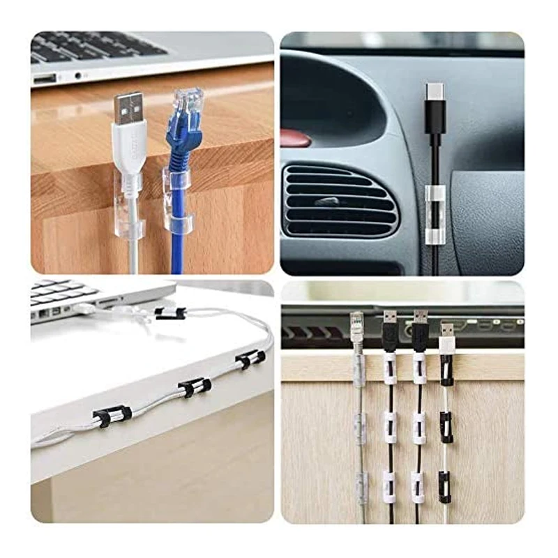 Cable Clips Strong Self-Adhesive Sticky Wire Clips Cable Management TV PC Wire Holder Cord Organizer For Home Office cable organizer cable clip