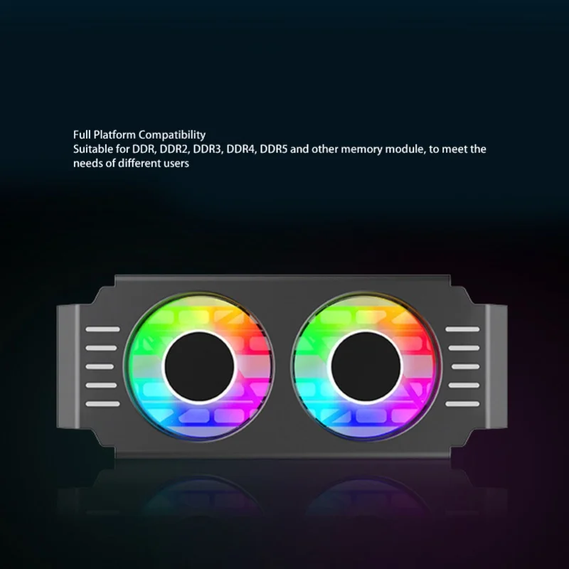 ARGB RAM 라디에이터 컴퓨터 메모리 모듈 히트 싱크 PWM 온도 제어 듀얼 팬 DDR DDR2 DDR3 DDR4 DDR5 화이트
