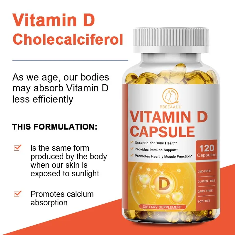 BBEEAAUUVegetarianVitaminDCapsulesforCalciumAbsorptionTeethandBoneHealthEnhance