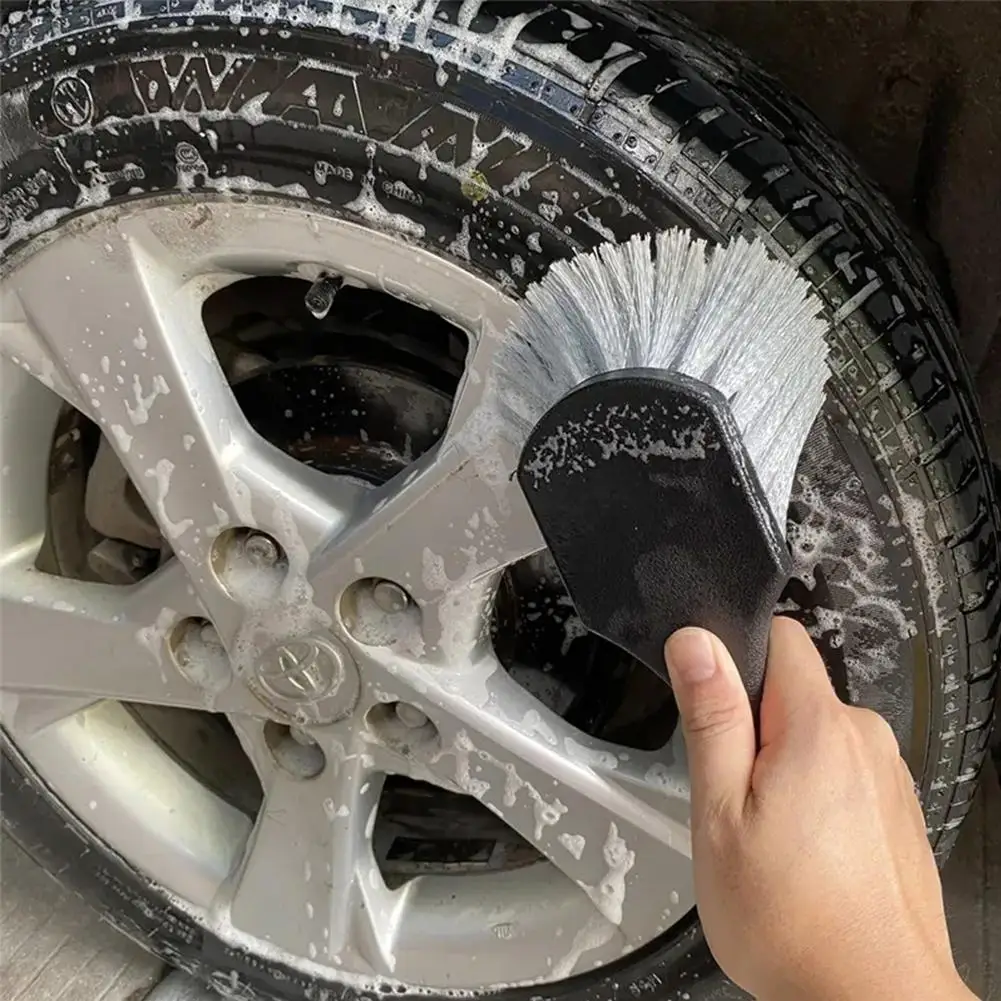 Motorcycle Car Long Handle Wheel Hub Brush Dust Brush Multi-functional Elbow Knife Cleaning Car Door Slot
