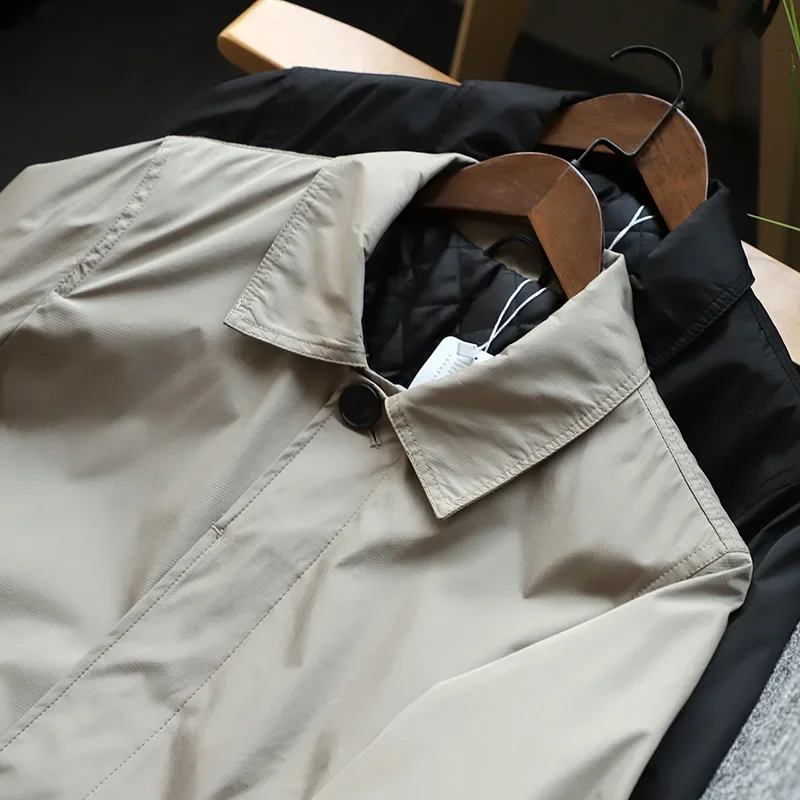Men Clothing Waterproof and Tear-resistant Autumn Winter Japanese Style Quilted Warm Men's Mid-length Trench Coat trench coat