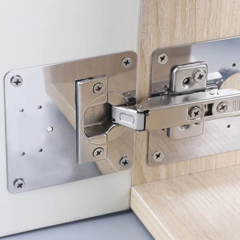 2/16Pcs Cabinet Hinge Repair Plate Kit Flat Screws Fixing Brace Brackets Kitchen Cupboard Door Hinge Mounting Furniture Hardware hinge repair plates