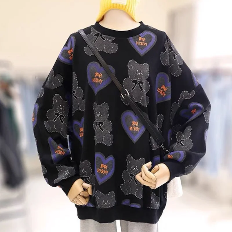 Kawaii Beer Print Vrouwen Trui Lange Mouwen Herfst Hoodie Sweetheart Oversized Ronde Hals Patroon Pullover Streetwear korean