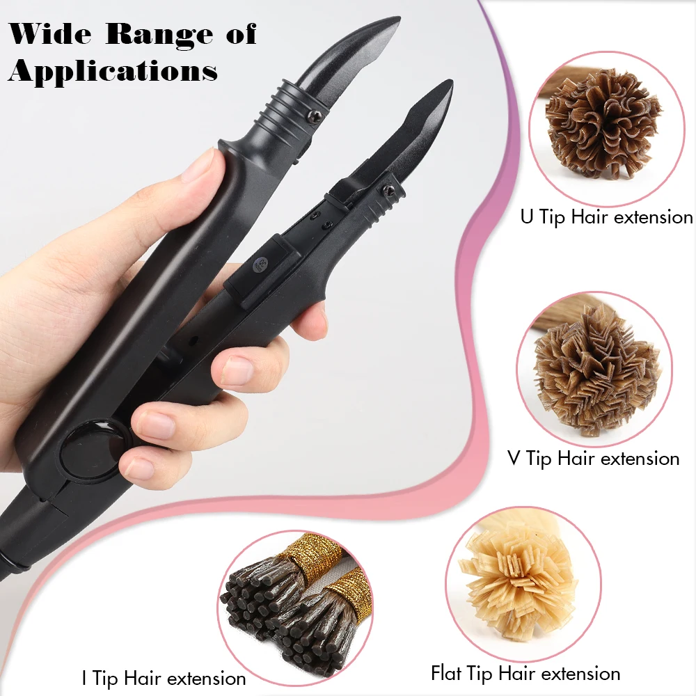 알라니 헤어 익스텐션 아이언 키트 퓨전 헤어 익스텐션 커넥터 아이언 (단일 홀 열 차단 가드 포함, 케라틴 익스텐션용)