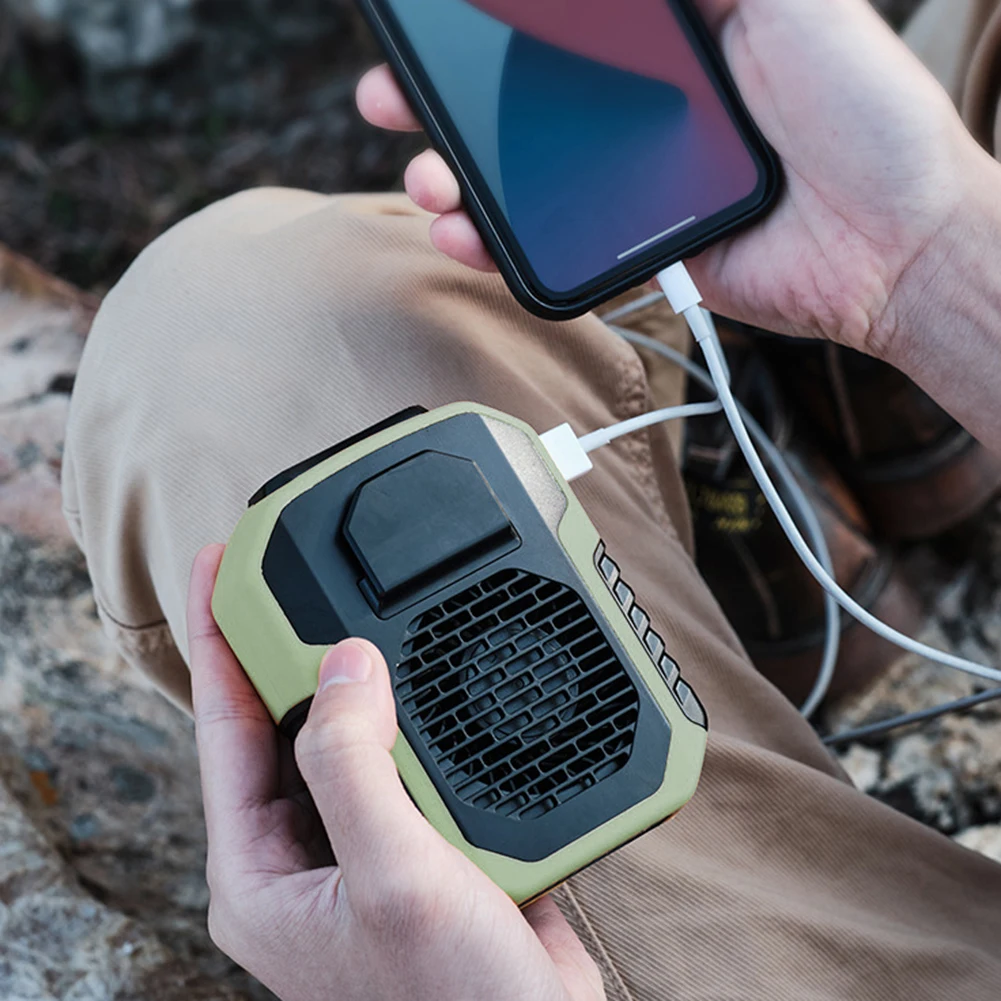 Mini Hanging Neck Fan Portable Air Cooler USB Rechargeable Strong Wind Bladeless Fan 3 Wind Speed for Summer Fishing Climbing