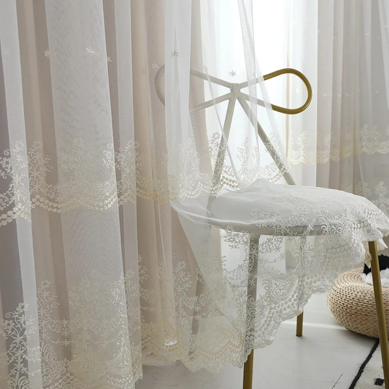 

Embroidered European Floral Embroidery Blackout Balcony Living Room Bedroom Bay Window Curtains
