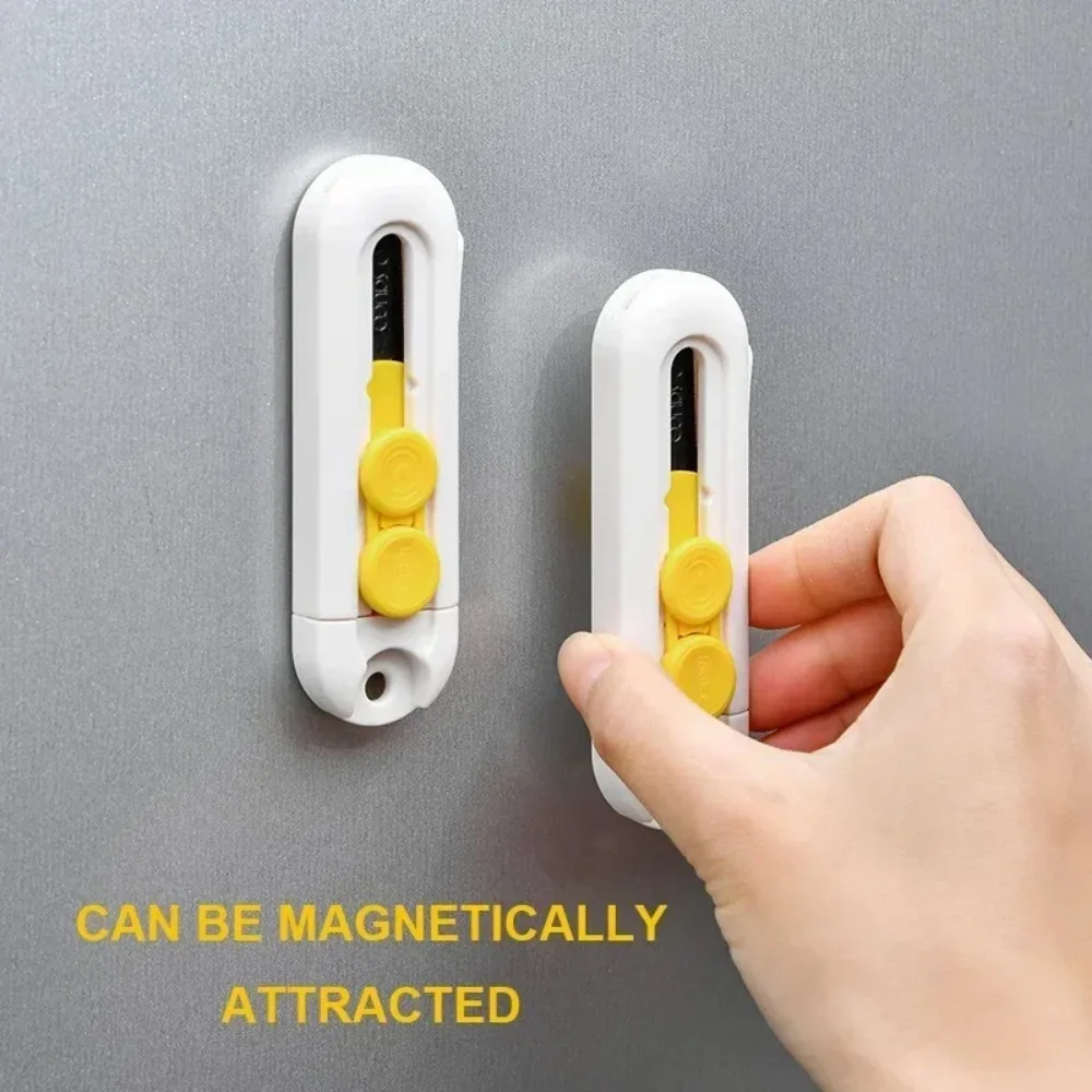 1개입 자석식 박스 커터, 포장, 우편물 및 종이 개봉용 접이식 안전 유틸리티 나이프, 내구성 있는 ABS 손잡이로 휴대 가능