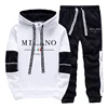 New in Men's Tracksuit Popular City Printing Casual Hooded Sweatshirts 2 Piece Set Daily Black White Clothing Men Jogging Set 1