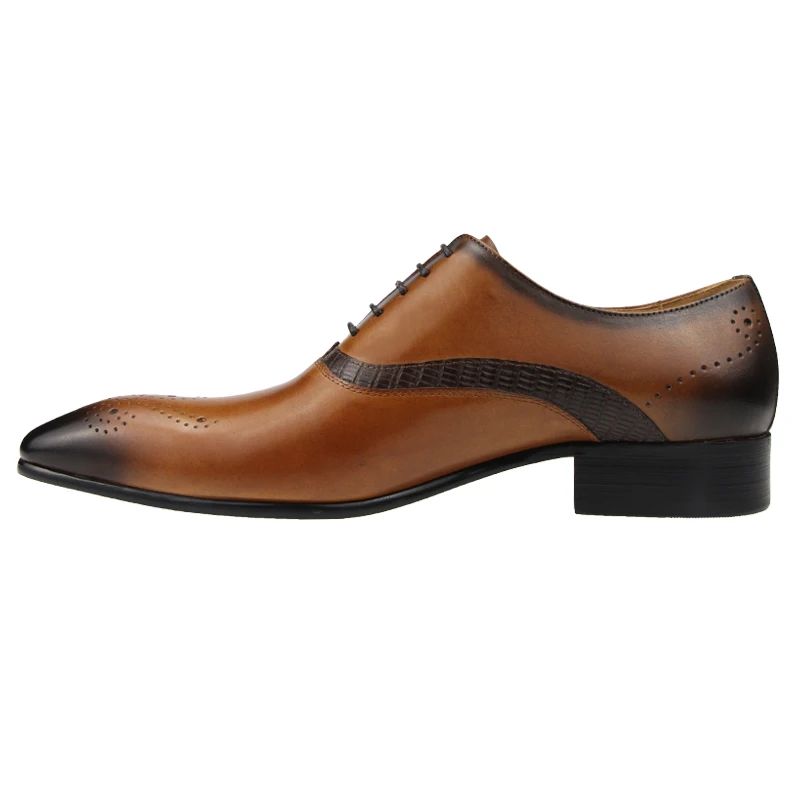 Successfully Men Shoes Of Formal Office Handmade Pointed Toe Wedding Dress Suit Genuine Leather Lace Up Style Sapatoe For Males