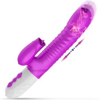 New Double Tongue Vibrating Dildo Telescopic Rotating Vibrators For Woman Anal Vaginal Clitoris Stimulator Adult Sex Toys 1