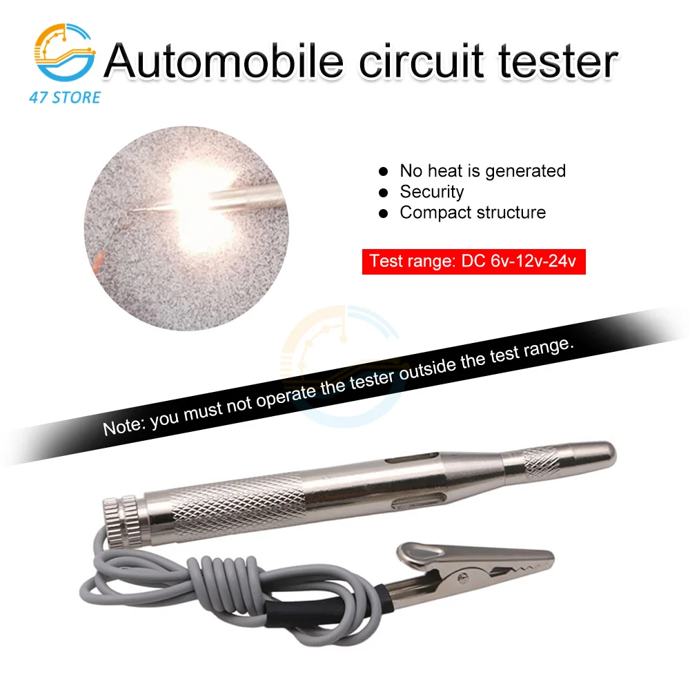 DC 6V-24V 12V Car Light Circuit Tester Probe Light System Test Probe Lamp Auto Light Lamp Voltage Test Pen Detector Copper 2